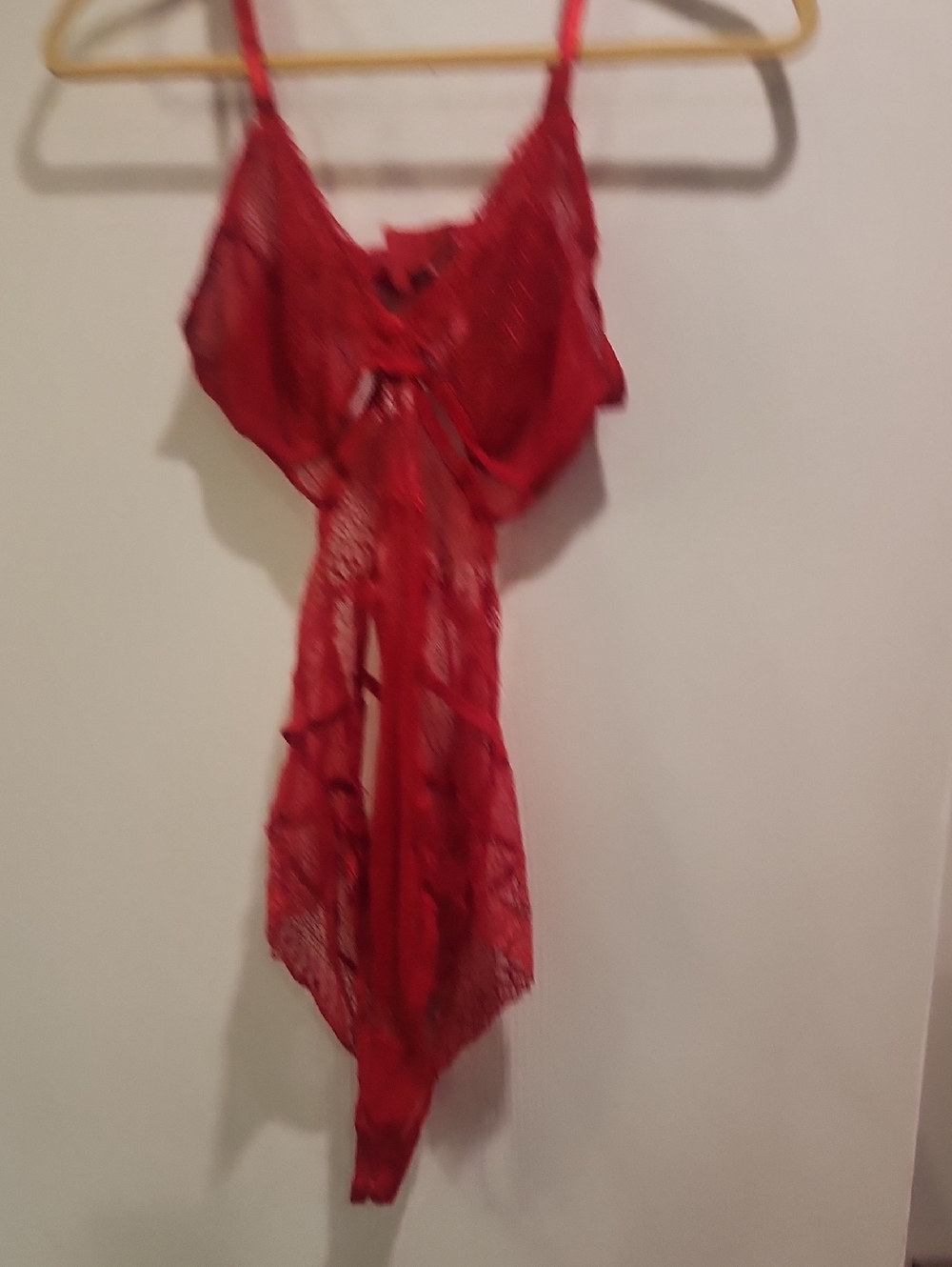 Red Lace Sheer Lingerie Teddy Size XL.